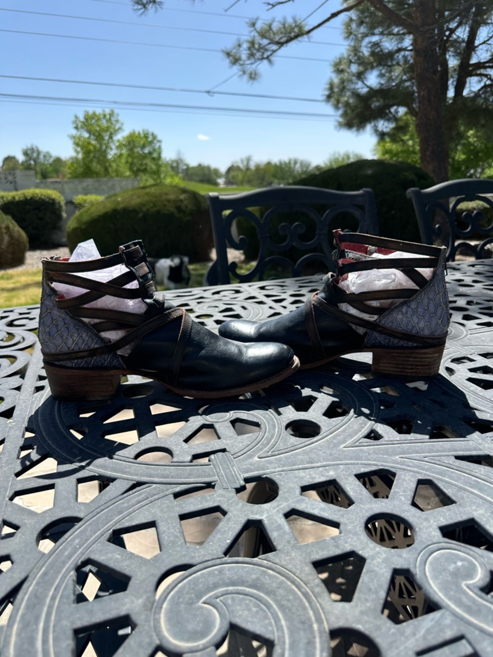 Freebird by Steven
Blue, Purple Croc, and Brown Straps Ankle Booties - Picture 3 of 6